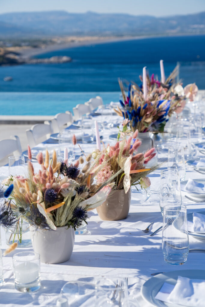 wedding planner in Rhodes - creative wedding table setting for a destination wedding in Rhodes