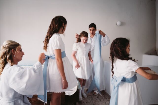 Our flower girls getting ready to walk the bride down the aisle.
Dressed in light blue to match the wedding palette and the serene charm of Kastellorizo.

Photography : @graham_j_hodgetts
Videography: @beingthere.gr
Florals: @filloflowerstudio
Stationary: @rachelzuchdesign
Candles: @kerino_plus_rhodes
Wedding cake: @chococakerodos
Make up: @kazouli.eirini
Logistics: @fsdeventlogistics

#eventions #destinationweddingingreece #travelgreece #weddingplannergreece #mediteranneanwedding #greekislands #creativeweddings #greece #greecewedding #eventionsweddings #weddingplanning #greeceweddingplanner #weddingplanninggreece #destinationweddings #miraclescomeinmoments #weddingplanner #events #greece #rhodes #dodekanese #symi #symiisland #kastelorizowedding #rhodeswedding